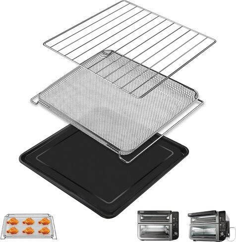Air Fryer Rack for Ninja Foodi 10 in 1 SP101 Digital Air Fryer Countertop Oven, 13.4''*13.4'' Stainless Steel Air Fryer Accessories Roasting Steamer Grill Racks Baking Tray，Dishwasher safe in Saudi Arabia