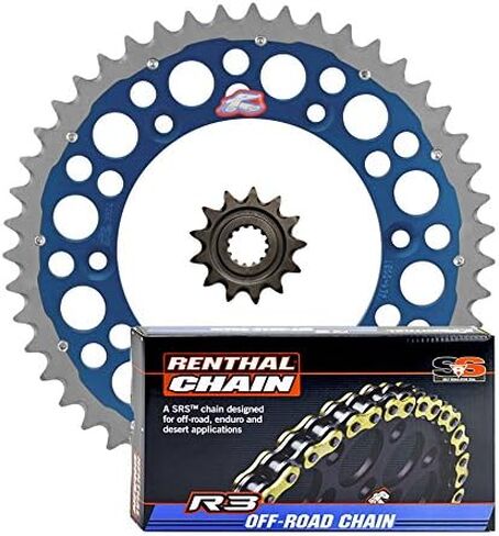 ضرس أمامي ومزدوج خلفي من Renthal ومجموعة سلسلة R3 O-Ring - 13/50 أزرق - متوافق/بديل لـ Yamaha WR450F، YZ250، YZ450F in Kuwait