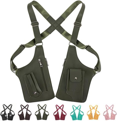 PINK LADY Leather Double Shoulder Armpit Bag, Multi-pocket Anti-Theft Adjustable Underarm Concealed Rover Leisure Backpack in Saudi Arabia