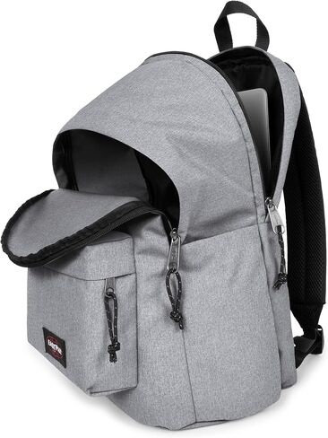 حقيبة ظهر للكمبيوتر المحمول سعة 31 لترًا للمكتب النهاري من EASTPAK للأجهزة مقاس 16 بوصة - حقيبة سفر آمنة للعمل، حقيبة ظهر متينة للركاب مع جيب مخفي وحامل زجاجات، رمادي يوم الأحد in Kuwait