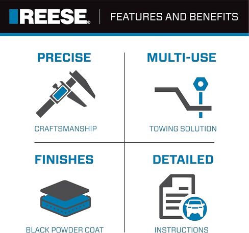 Reese 21536 Drawbar 2 Inch Square and Ballmount Towing 2 Inch Starter Kit, Black in Kuwait