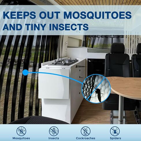 شاشة حشرات مغناطيسية مقاس 65 بوصة ارتفاع × 65 بوصة عرض تناسب سيارات مرسيدس سبرينتر وفورد ترانزيت وشبكة ناموسية مغناطيسية للباب الخلفي والسقف القياسي من بروماستر لسيارة فان in Kuwait