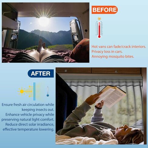 شاشة حشرات مغناطيسية مقاس 65 بوصة ارتفاع × 65 بوصة عرض تناسب سيارات مرسيدس سبرينتر وفورد ترانزيت وشبكة ناموسية مغناطيسية للباب الخلفي والسقف القياسي من بروماستر لسيارة فان in Kuwait