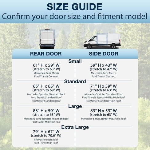 شاشة حشرات مغناطيسية مقاس 65 بوصة ارتفاع × 65 بوصة عرض تناسب سيارات مرسيدس سبرينتر وفورد ترانزيت وشبكة ناموسية مغناطيسية للباب الخلفي والسقف القياسي من بروماستر لسيارة فان in Kuwait