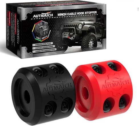 AUTMATCH Winch Cable Hook Stopper (1 Pack), Silicone Rubber Winch Stopper for Wire & Synthetic Rope, Winch Line ATV UTV, Shock Absorbent, Prevent Pulling Bounce and Abrasion, Black in Kuwait