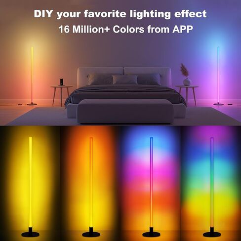 Corner Floor Lamp with Transformable Design - LED Corner Lamp with App and Remote Control, 16 Million Colors, Music Sync and Timer, Perfect for Game Room, Living Room in Saudi Arabia