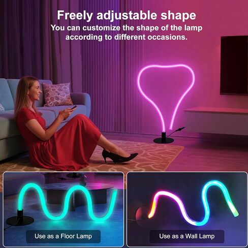 Corner Floor Lamp with Transformable Design - LED Corner Lamp with App and Remote Control, 16 Million Colors, Music Sync and Timer, Perfect for Game Room, Living Room in Saudi Arabia