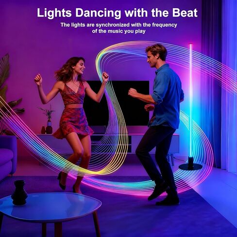 Corner Floor Lamp with Transformable Design - LED Corner Lamp with App and Remote Control, 16 Million Colors, Music Sync and Timer, Perfect for Game Room, Living Room in Saudi Arabia