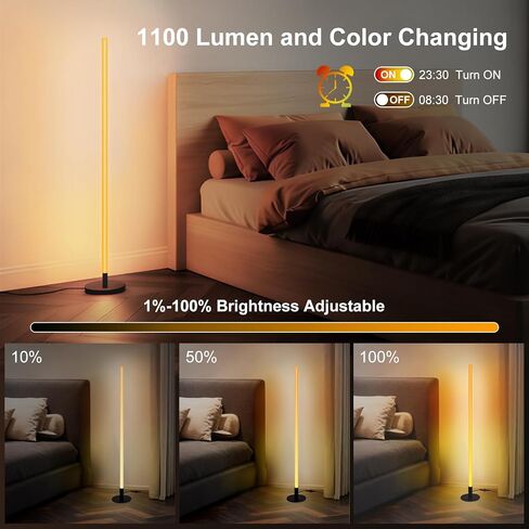 Corner Floor Lamp with Transformable Design - LED Corner Lamp with App and Remote Control, 16 Million Colors, Music Sync and Timer, Perfect for Game Room, Living Room in Saudi Arabia