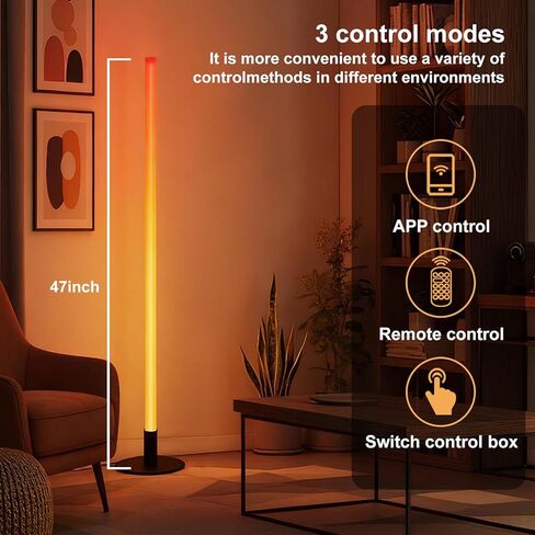 Corner Floor Lamp with Transformable Design - LED Corner Lamp with App and Remote Control, 16 Million Colors, Music Sync and Timer, Perfect for Game Room, Living Room in Saudi Arabia