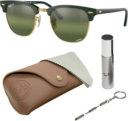 Ray-Ban RB3016 CLUBMASTER CHROMANCE POLARIZED Square Shape Sunglasses with Official Eyewear Kit in Saudi Arabia