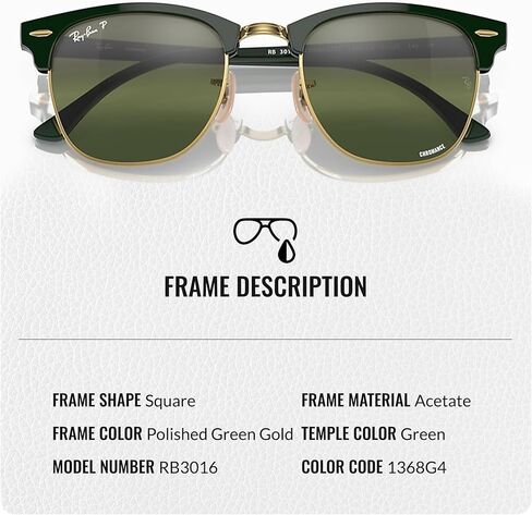 Ray-Ban RB3016 CLUBMASTER CHROMANCE POLARIZED Square Shape Sunglasses with Official Eyewear Kit in Kuwait