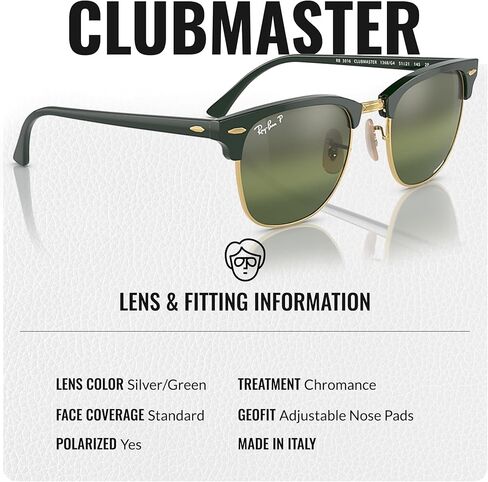 Ray-Ban RB3016 CLUBMASTER CHROMANCE POLARIZED Square Shape Sunglasses with Official Eyewear Kit in Kuwait