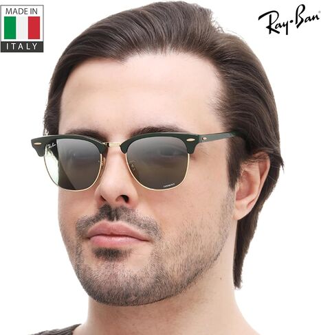 Ray-Ban RB3016 CLUBMASTER CHROMANCE POLARIZED Square Shape Sunglasses with Official Eyewear Kit in Kuwait