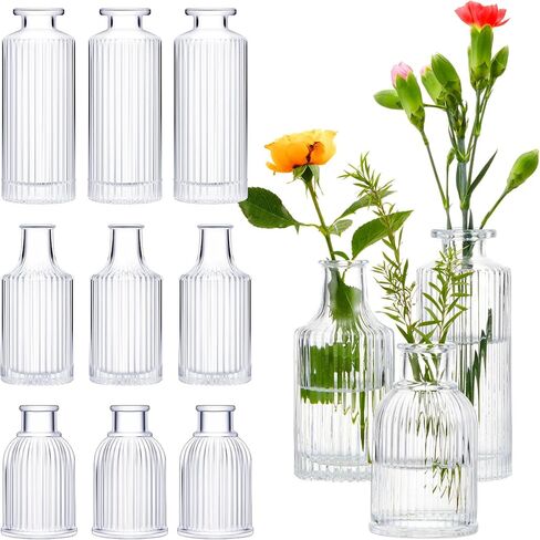 36 Sets Mini Small Vases for Flowers Bulk Glass Ribbed Bud Vases Set for Centerpiece Table Decorative Wedding Reception, Housewarming Gift Holiday Christmas in Saudi Arabia