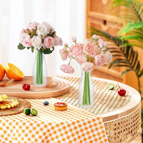 24 عبوة من المزهريات البلاستيكية، مزهرية بلاستيكية صغيرة بحجم 6.7 بوصة مزهريات أكريليك شفافة لتزيين حفلات الزفاف المنزلية in Kuwait