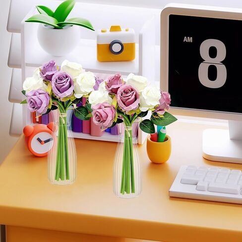 24 عبوة من المزهريات البلاستيكية، مزهرية بلاستيكية صغيرة بحجم 6.7 بوصة مزهريات أكريليك شفافة لتزيين حفلات الزفاف المنزلية in Kuwait