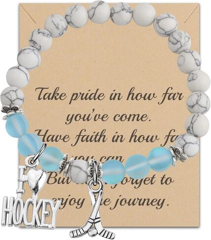 Hockey Charm Bracelet Ice Hockey Players Inspirational Gift Hockey Jewelry Gifts for Her (Hockey Charm Bracelet) in Saudi Arabia