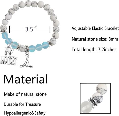 Hockey Charm Bracelet Ice Hockey Players Inspirational Gift Hockey Jewelry Gifts for Her (Hockey Charm Bracelet) in Saudi Arabia