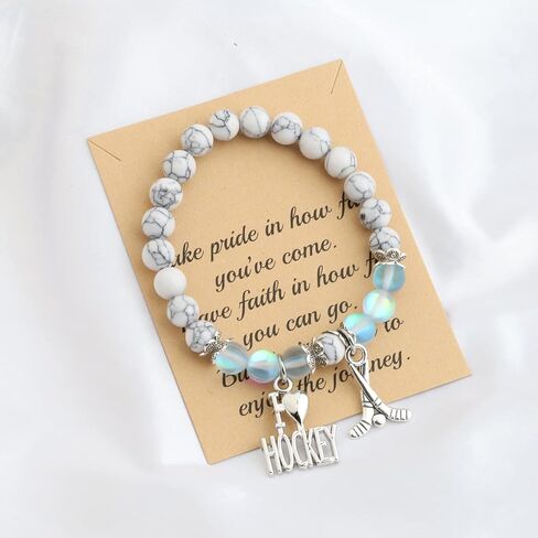 Hockey Charm Bracelet Ice Hockey Players Inspirational Gift Hockey Jewelry Gifts for Her (Hockey Charm Bracelet) in Saudi Arabia