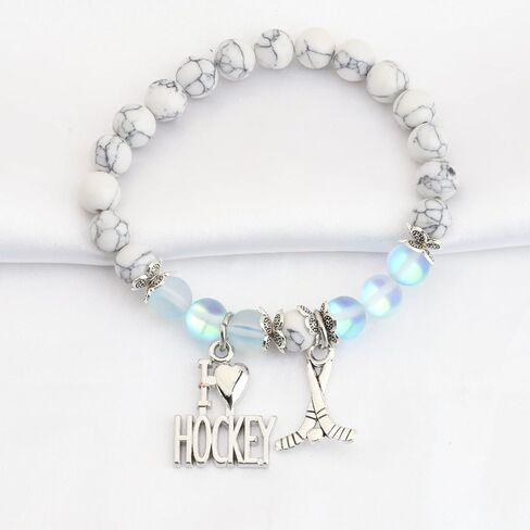 Hockey Charm Bracelet Ice Hockey Players Inspirational Gift Hockey Jewelry Gifts for Her (Hockey Charm Bracelet) in Saudi Arabia