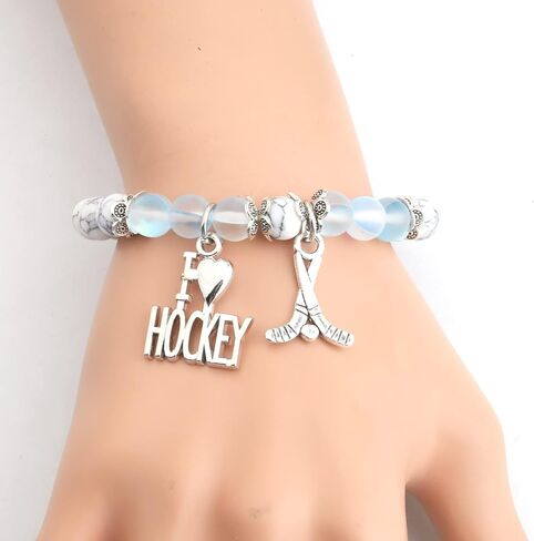 Hockey Charm Bracelet Ice Hockey Players Inspirational Gift Hockey Jewelry Gifts for Her (Hockey Charm Bracelet) in Saudi Arabia