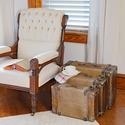 Zaer Ltd. Set of 3 Bamboo Finish Suitcase Trunk Decor (Weathered Bamboo) in Saudi Arabia