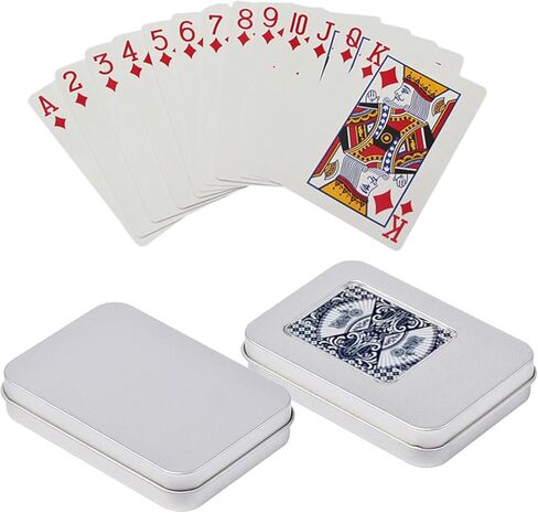 1Pc Silver Rectangle Metal Card Box Playing Cards Container Jewelry Storage for Case Packing Game Empty Storage Box in Saudi Arabia