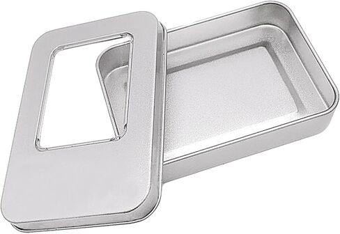 1Pc Silver Rectangle Metal Card Box Playing Cards Container Jewelry Storage for Case Packing Game Empty Storage Box in Saudi Arabia