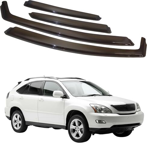 واقي مطر لنافذة السيارة داخل القناة متوافق مع Lexus RX330 RX350 (2003-2008) 4 قطع، صناعة تايوانية دقيقة وشفافة لرياح السيارة ولا توجد أقنعة لتسرب المياه in Kuwait