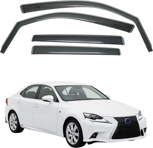 واقي مطر لنافذة السيارة داخل القناة متوافق مع Lexus RX330 RX350 (2003-2008) 4 قطع، صناعة تايوانية دقيقة وشفافة لرياح السيارة ولا توجد أقنعة لتسرب المياه in Kuwait