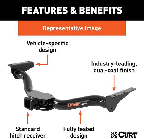 CURT 13322 Class 3 Trailer Hitch, 2-Inch Receiver, Round Tube Frame, Compatible with Select Chevrolet Silverado, GMC Sierra 1500, 2500 , Black in Kuwait