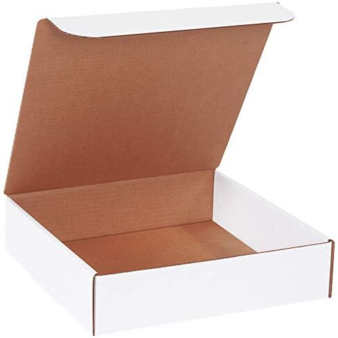 BOX USA Corrugated Cardboard Literature Mailers, 12 x 12 x 3 Inches, Tuck Top One-Piece, Die-Cut Shipping Boxes, Large White Mailing Boxes (Pack of 50) in Saudi Arabia