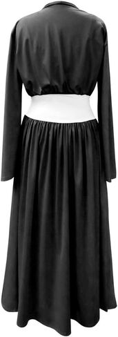 Black/White Rayon Plus Size Long Retro 1930-40's Dressing Gown Robe with Attached Belt 1x B/W in Kuwait