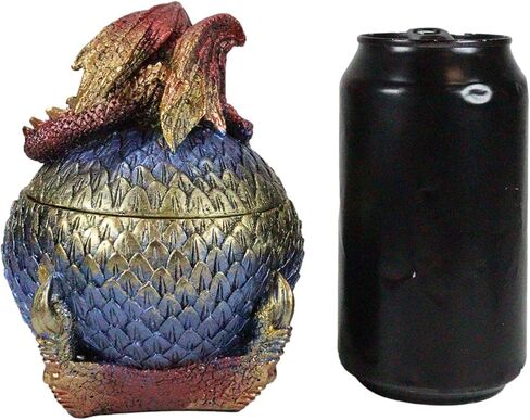 هدية Ebros، صندوق مجوهرات مزخرف باللون الأحمر Wyrmling Juvenile Dragon على مخلب متقشر، تمثال صندوق مجوهرات مزخرف على شكل بيضة زرقاء ذهبية مقاس 5.25 سم، أساطير خيالية عالية الزنزانات والتنينات، صندوق مخبأ قابل للتجميع in Saudi Arabia