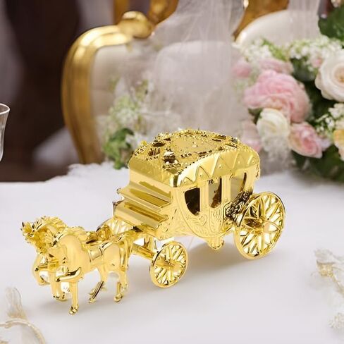 LUOZZY 4pcs Carriage Candy Boxes Royal Carriage Centerpiece Candy Trinket Box Wedding Gift Jewelry Box for Bridal Shower Wedding Party Favors, Gold in Saudi Arabia
