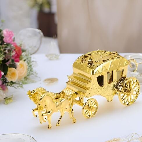 LUOZZY 4pcs Carriage Candy Boxes Royal Carriage Centerpiece Candy Trinket Box Wedding Gift Jewelry Box for Bridal Shower Wedding Party Favors, Gold in Saudi Arabia
