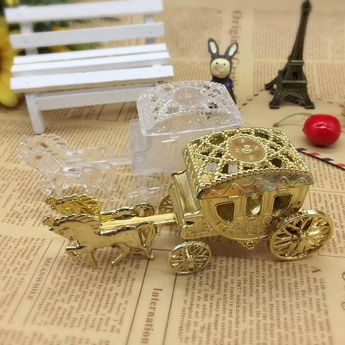 LUOZZY 4pcs Carriage Candy Boxes Royal Carriage Centerpiece Candy Trinket Box Wedding Gift Jewelry Box for Bridal Shower Wedding Party Favors, Gold in Saudi Arabia