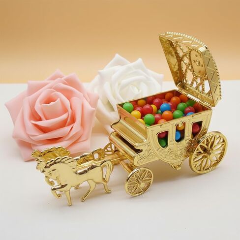LUOZZY 4pcs Carriage Candy Boxes Royal Carriage Centerpiece Candy Trinket Box Wedding Gift Jewelry Box for Bridal Shower Wedding Party Favors, Gold in Saudi Arabia