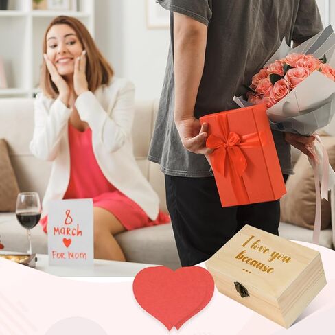 علبة برطمان I Love You Beacause مع 50 قطعة من الملاحظات على شكل قلب أحمر، أسباب لماذا أحبك، صندوق برطمان مع ملاحظات حب لها، هدايا عيد الأم، عيد الأب، عيد الحب للأم، الأب، الزوج، الزوجة in Saudi Arabia