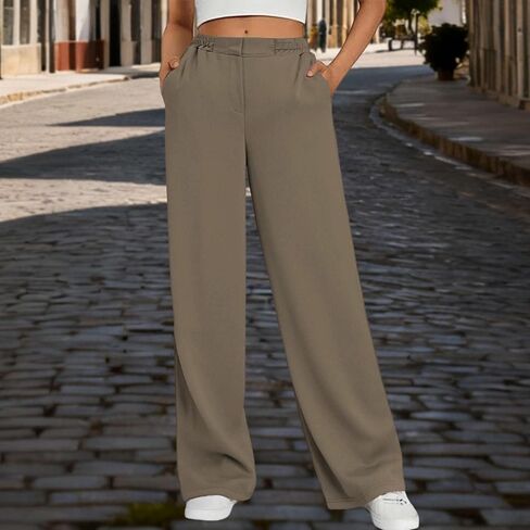 Women's Wide Leg Sweatpants Elastic Waisted Interior Baggy Sweatpants High Waisted Casual Trousers Jogger Pant in Saudi Arabia