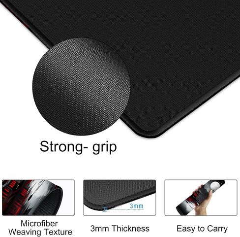Gaming Mouse Pad 35.4 x 15.7 Inch Black and Red Japanese Desk Pad Stitched Non-Slip Rubber Office Computer Mousepad Thin for Desktop,Laptop,Wireless Mice in Saudi Arabia