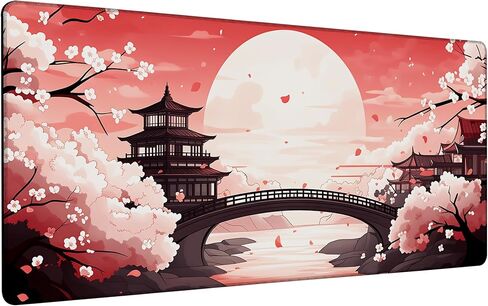 Gaming Mouse Pad 35.4 x 15.7 Inch Black and Red Japanese Desk Pad Stitched Non-Slip Rubber Office Computer Mousepad Thin for Desktop,Laptop,Wireless Mice in Saudi Arabia