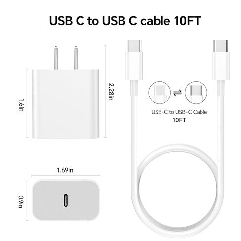 شاحن هاتف 16 15 شحن سريع، 3 عبوات 20 وات USB C شاحن حائط ملون مع كابل USB-C إلى C بطول 6 أقدام متوافق مع iPhone 16 15 Pro/Plus/Pro Max، Pad Pro 12.9/11 بوصة، Pad Air 5th in Kuwait