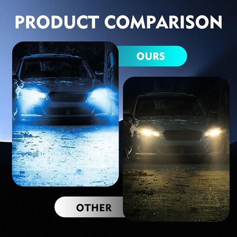 2 PCS Car 9005 LED Bulbs, 6000K High-brightness COB Lamp Beads, Waterproof Replacement Front Fog Lamps with Effective Heat Dissipation Plug and Play, Universal for Cars (Ice Blue) in Kuwait