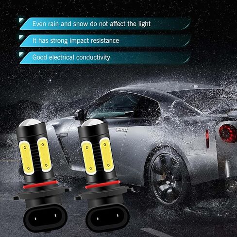 2 PCS Car 9005 LED Bulbs, 6000K High-brightness COB Lamp Beads, Waterproof Replacement Front Fog Lamps with Effective Heat Dissipation Plug and Play, Universal for Cars (Ice Blue) in Kuwait