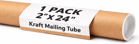 Mailing Tubes with Caps, 2 in x 24 in - 1 Pack - Kraft - for Shipping, Packing, Bulk Round Packaging, Cardboard Mailers, Poster, Art Prints, Maps, Blueprint in Saudi Arabia