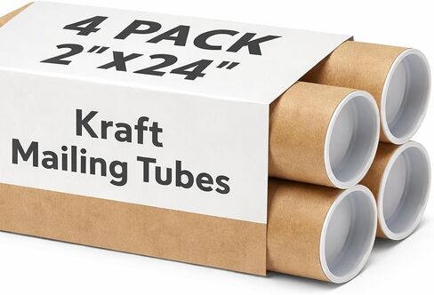 Mailing Tubes with Caps, 2 in x 24 in - 1 Pack - Kraft - for Shipping, Packing, Bulk Round Packaging, Cardboard Mailers, Poster, Art Prints, Maps, Blueprint in Saudi Arabia