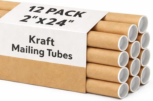 Mailing Tubes with Caps, 2 in x 24 in - 1 Pack - Kraft - for Shipping, Packing, Bulk Round Packaging, Cardboard Mailers, Poster, Art Prints, Maps, Blueprint in Saudi Arabia