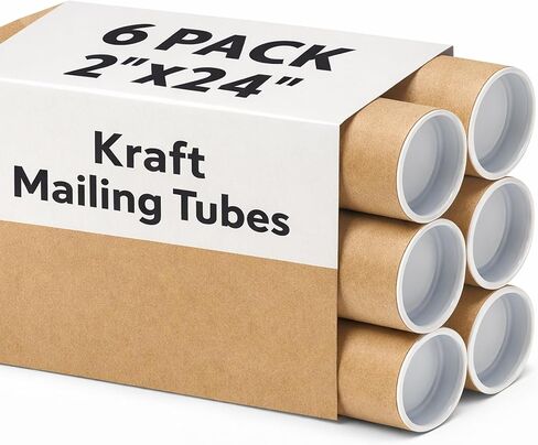 Mailing Tubes with Caps, 2 in x 24 in - 1 Pack - Kraft - for Shipping, Packing, Bulk Round Packaging, Cardboard Mailers, Poster, Art Prints, Maps, Blueprint in Saudi Arabia
